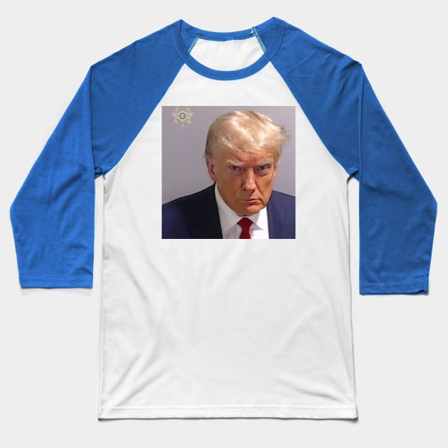 Trump Mugshot Baseball T-Shirt by isarol